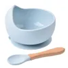 Cups Derees Uitrusting 1set Siliconen Babyvoedingstasig Telare Set Food Grade Waterdicht Bibt Bibt Baby Bord Voedingen Zuigkom Kids BPA Gratis lepel Set AA230413