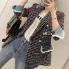 Womens Wool Blends Fashion Elegant Women Tweed Outwear Casual Retro Plaid Double Breasted Pearl Button Lady Femme Mujer Autumn Winter Coat Jacket 231114