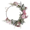 Decorative Flowers Artificial Garland Spring Home Decor Floral Hoop Wreath House Number Farmhosue Door Iron Ear Leaf