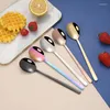 Spoons 304 Stainless Steel Korean Spoon Dessert Tableware Household Soup Coffee Long Handle Solid