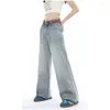 Dżinsy damskie jasnoniebieskie damskie damskie wysokiej talii vintage proste workowate dżinsowe spodnie streetwear amerykańską modę szeroką nogę mama spoda