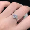 Cluster Rings Pretty 1Ct Round Cut Diamond Ring Engagement Women Jewelry Solid Platinum 950 R080