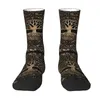 Meias masculinas bonito árvore da vida yggdrasil runic padrão vestido unissex quente confortável 3d impresso viking símbolo nórdico tripulação