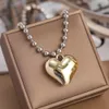 Chokers 2023 Hip Hop INS Party Big Love Heart Pendant Necklaces for Women Aesthetic Beads Chains Short Choker Girls Jewelry 231114