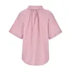 Damesblouses Roze Overhemd met korte mouwen Puur katoen Comfortabel Zon Single Breasted Mode Jeugd Vrouwelijke top Blusa Mujer Moda 2023