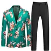 Men s Suits Blazers Blue Slim Suit Two piece Jacquard Fabric Dress Jacket and Pants Red Green Yellow Blazer Trouser M 4XL 5XL 6XL Male Sets 231114