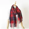 Écharpes 2023 British Classic Plaid Écharpe Femme Automne et hiver Chaud Faux Cachemire Châle Double usage Cadeau de Noël