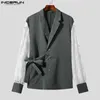 Men's Suits Blazers INCERUN Tops American Style Handsome Mens Lace Hollowed Splicing Strap Design Suit Casual Party Suit Jackets S-5XL 231114