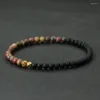 Charme armbanden 4mm kralen heren armband Bicolor YinYang Strand Braslet Festival accessoires natuurlijke Picasso Tiger Eyes Stone Braclet Pulsera