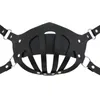 Accessoires de costumes Masque de bouche en cuir Punk Moto Biker Demi-Masque de sport Masque à moufle Halloween Masque de fête réutilisable Mascarilla