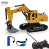 Transformation Toys Robots RC Excavator Bulldozer Toys 1/20 6ch Remote Control Cars Construction Truck Engineering Fordon Crawl Dumper Kids Light Musicl231114