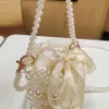 Sacchetti da sera borse perle cave per donne nuove eleganti perle intrecciate alla frizione