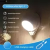 Veilleuses Design créatif détecteur de mouvement LED veilleuse USB Rechargeable lampe de nuit Portable sans fil chambre chevet applique murale Q231114