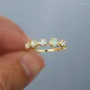 Wedding Rings Minimalist Female White Opal Small Stone Ring Vintage Bridal Round Engagement Charm Gold Color Thin For Women