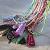 Gargantilla de color hecha a mano con cuerda trenzada, collar con estampado de Bandana, colgante de tela de color viento de playa, joyería para hombres y mujeres