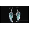 Dangle Chandelier New Fashion Angel Wing Earrings For Women Crystal Red Blue White Color Bling Jewelry Gift Drop Delivery Dhgarden Dh3Zw