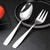 Dijksets Sets Silver Salad Lepel Fork 2 stks 304 roestvrijstalen bestek Serveer servies Set vaste kleur uniek keukengerei keuken