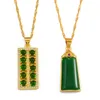 Pendant Necklaces Anniyo Rectangle Charms Necklace Chinese Ornaments Green Stone Jewelry