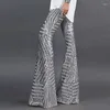 سروال نسائي خمر نادي Flare Spring Women Elegant High Weist Streetwear Blansers Summer Fashion Fashion equins