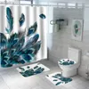Duş Perdeleri Tüy Banyo Perdesi 3D Baskı Mat Seti Su Geçirmez Duş Perdeleri Yüksek Kaliteli Halılar Kanat Tuvalet Halıları R231114
