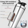 Bouteilles d'eau 500750ML Shaker En Acier Inoxydable Sport Étanche Protéine Poudre Bouteille De Mélange Sport Portable Boisson Tasse 230413