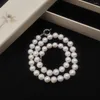 Choker Fashion Simple Round Handmade Pearl Necklace Wedding Love Retro 10-11mm Beads Women's Jewelry Party Delicate Craft Gift