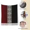 Scarves Red Black And White Latvian Lielvarde Belt Motif Shawls Wraps For Ladies Winter Large Soft Scarf Pashmina Tassel