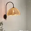Lampa ścienna vintage rattan Lampy LED LED Sypialnia nocna Światło