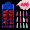 Falska naglar 100st Transparent French Coffin Nail Tips för förlängning Fake Press On Acrylic Art Manicure Tools