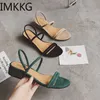 Gai Sandals Summer Female Open-Wild Shice Sheed Med Heels اثنين من الصنادل مع الصندل الإناث 230414