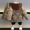 Para baixo casaco de inverno grosso jaqueta meninos mais veludo quente com capuz algodão crianças roupas crianças algodão acolchoado parka snowsuit 231113