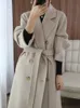 Womens Wool Blends Korean version Autumn Winter Female Coat Isolation Elegant Gentle Lapel midja Löst kashmirrockar för kvinnor 231114