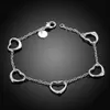 Kościa oryginalna 925 srebrna srebrna 8 -calowa romantyczna 5 serc bransoletka dla kobiet urok modowy prezent na imprezę biżuterię 231114