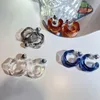 Creolen Huggie Retro Geometrie Raute Perle Ohrstecker C Form Ohrring Joker Acryl Schmuck Für Femel Geschenke Edelstahl