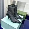 Designer Women crystal mesh sandal boot Women's Leather trims Mid-heel boots dress shoes heel 7.5cm design shoe size 35-42 02