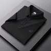 Polos pour hommes Polo en soie glacée brodé T-shirt à revers mode de loisirs européenne sans trace à manches courtes été Ropa