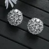 Stud Earrings Luxury Hip Hop Disco Flower Ball For Women Wedding Party Cubic Zirconia CZ Earring E1214