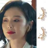 Backs oorbellen Zuid -Korea's Design Fashion Jewelry 14K Gold Compated Simple Pearl Elegant Women's Daily Work Accessories