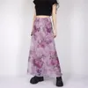 Jupes Xingqing y2k fée Grunge jupe longue femmes Kawaii Floral taille haute une ligne jupes 2000s esthétique vêtements vacances Streetwear 230414