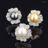 Bröllopsringar 2023 Gold White Pearl Flowers Fashion Justerbar Ring Winter Women's Jewelry Cocktail Liquor Party Gift Anniversary