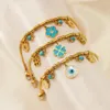 Link pulseiras de aço inoxidável moda personalidade flor pulseira redonda 18k banhado a ouro feminino vendas diretas da fábrica