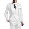 Blanc hommes costumes de mariage marié porter pic revers mariage marié smokings costume de fête d'affaires 3 pièces (veste + gilet + pantalon) Costume Homme