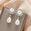 Boucles d'oreilles pendantes SENYU mode femmes perle goutte Style Hong Kong pavé cubique zircone avec pendentif d'eau boucle d'oreille bijoux de fête