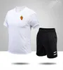 Мужские спортивные костюмы из настоящего Сарагосы, летняя спортивная одежда с короткими рукавами для отдыха, дышащая рубашка из чистого хлопка для бега