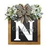 Decorative Flowers 26 Letter Garland Welcome Sign Ornaments Wooden Bow-knot Door Handicrafts Holiday Gift Home Decor For Wedding Party