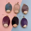 Pendant Necklaces 34x54mm Natural Semi-Precious Stone Oval Mirror Agate Shell Necklace For Charming Women DIY Fine Jewelry Gift Retro