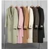 Women's Wool Blends Naizaiga 100 Australian Wool camel white green pink long brown black Women coat with belt SM7 231113