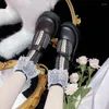 Женские носки стеклянные волокно -сетка экипажа рюшат с цветочной кружевкой в ​​горошек Hosiery 37JB