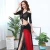 Stage Wear Sexy Mesh Through Short Sleeves Shirt Belly Dance Costume Bandage Performance Dancer Crop Top Nightclub Rave Women