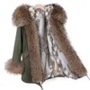 Women's Fur Faux Maomaokong 2023 Real Natural Raccoon Big Collar Parkas Long Female Winter Rabbit Lining Inner Jacket Coat Outerwear 231114